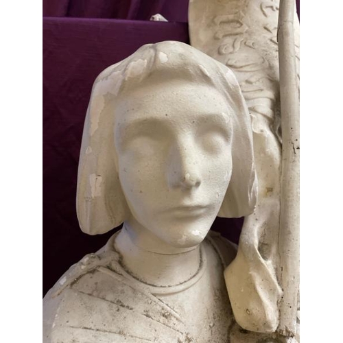 522 - A plaster cast statue of joan of arc, maid of orleans, all major parts present and some repair neede... 