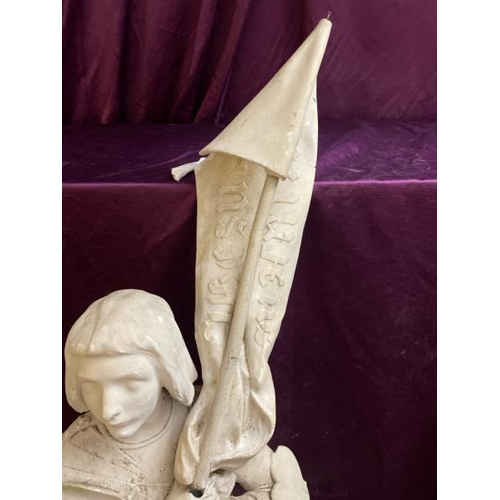 522 - A plaster cast statue of joan of arc, maid of orleans, all major parts present and some repair neede... 