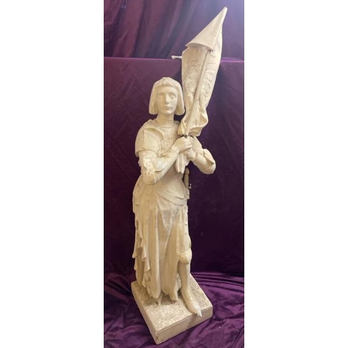 522 - A plaster cast statue of joan of arc, maid of orleans, all major parts present and some repair neede... 