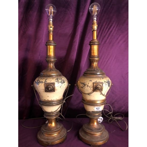 526 - A pair of large scale continental converted baluster lamps, approx height 70cm  / All lots are locat... 