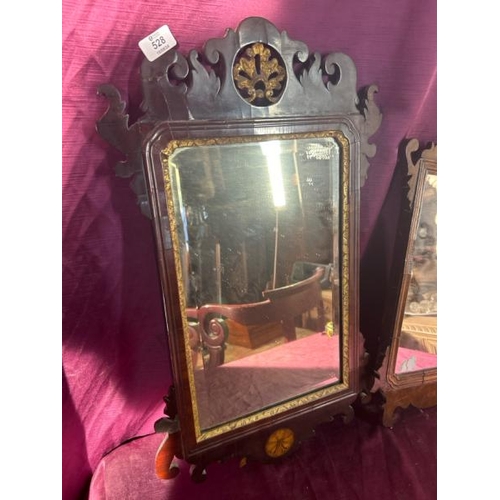 528 - Two small Victorian mirrors in oak frame, largest 64cm (h), both require some restoration  / All lot... 