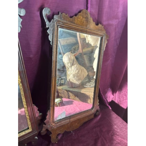 528 - Two small Victorian mirrors in oak frame, largest 64cm (h), both require some restoration  / All lot... 