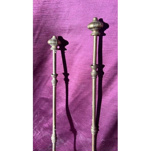 532 - A set of three brass fire tools  / All lots are located at The Barn, Hampstead Farm, Nr Henley on Th... 