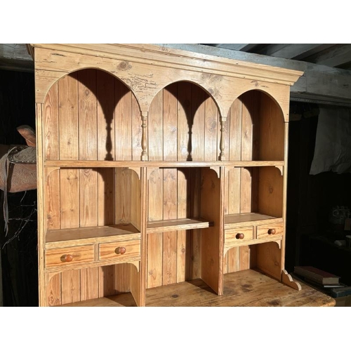 535 - Early 20th century pine Welsh dresser, 214cm (h) x 146cm (w) x 52cm (d)  / All lots are located at T... 