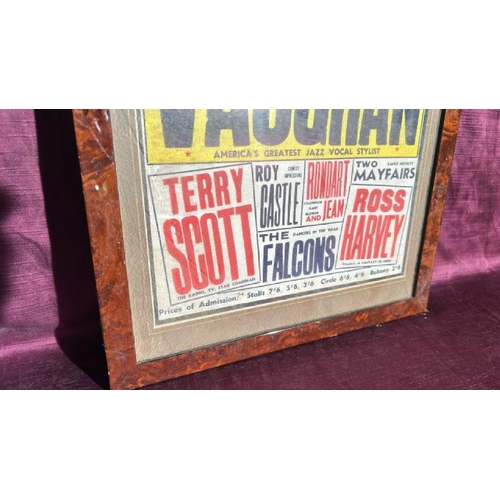 537 - A framed and glazed 'The Palace Theatre' poster advertising Sara Vaughan, 46cm (h) x 32cm (w)  / All... 