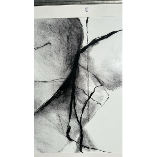 541 - A modern framed and glazed charcoal style abstract print, 100cm (h) x 100cm (w)  / All lots are loca... 