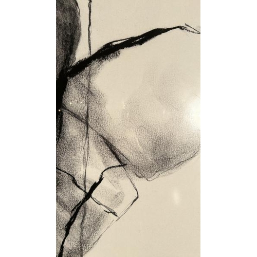 541 - A modern framed and glazed charcoal style abstract print, 100cm (h) x 100cm (w)  / All lots are loca... 