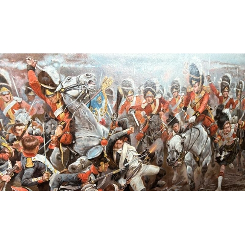 548 - A print mounted on board depicting a British battle scene, 88cm (w) x 60cm (h)   / All lots are loca... 