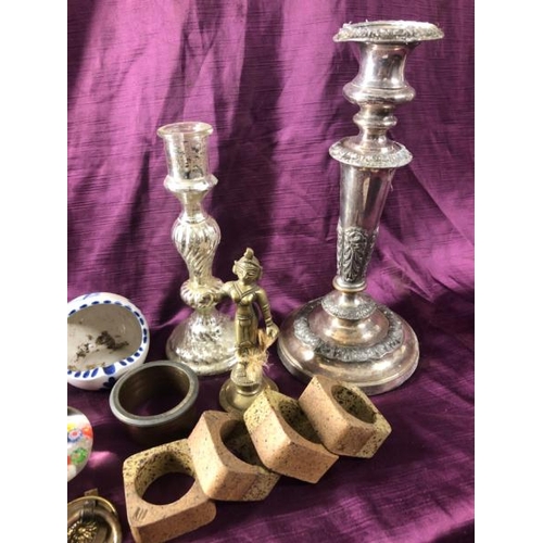 55 - Antique assortement including napkin rings, candle sticks, paper weights, etc  / All lots are locate... 