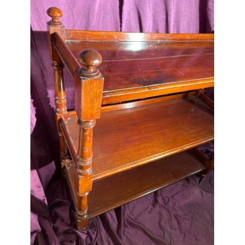 554 - A Victorian mahogany three tier whatnot, 105cm (h) x 105cm (w) x 42cm (d)  / All lots are located at... 