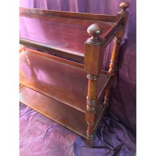 554 - A Victorian mahogany three tier whatnot, 105cm (h) x 105cm (w) x 42cm (d)  / All lots are located at... 