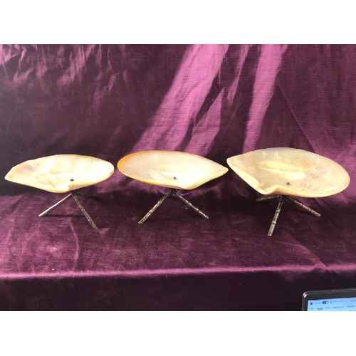 56 - Three Wang Hing mother of pearl oyster caviar bowls, all approx 10cm (h) x 24cm (w)  / All lots are ... 