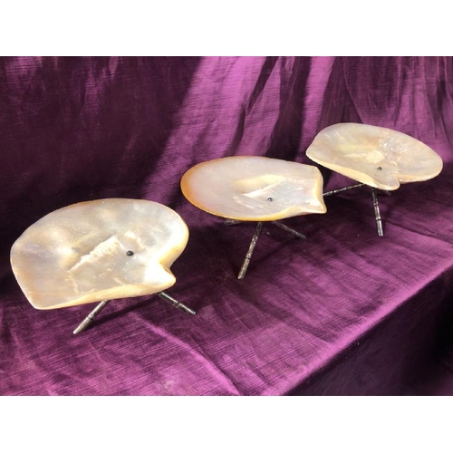 56 - Three Wang Hing mother of pearl oyster caviar bowls, all approx 10cm (h) x 24cm (w)  / All lots are ... 