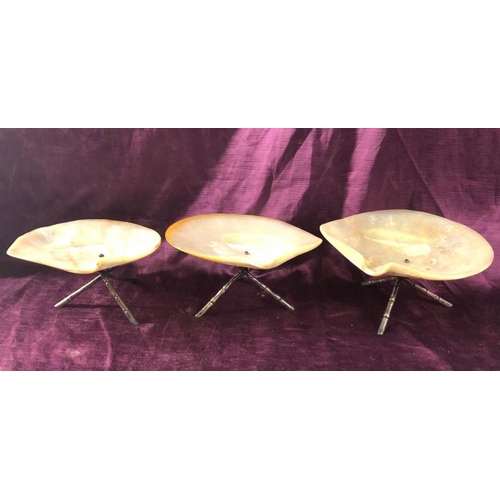 56 - Three Wang Hing mother of pearl oyster caviar bowls, all approx 10cm (h) x 24cm (w)  / All lots are ... 