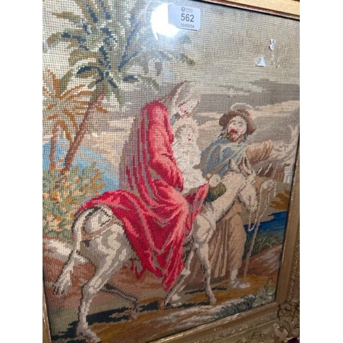 562 - A Victorian tapestry in gilt frame, frame in need of restoration, 60cm (h) x 51cm (w)  / All lots ar... 