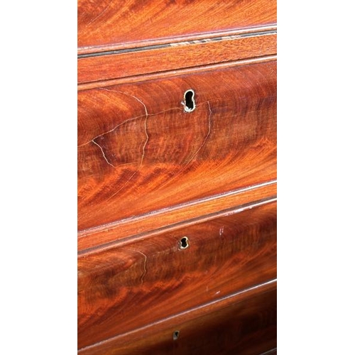 570 - A circa 1900 framed mahogany chest of five graduated drawers with recessed brass military campaign h... 