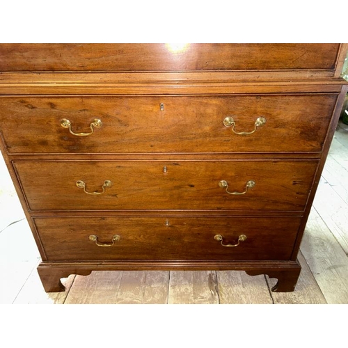 572 - A 19th century eight-drawer mahogany tallboy with original brass fixtures, 189cm (h) x 105cm (w) x 5... 