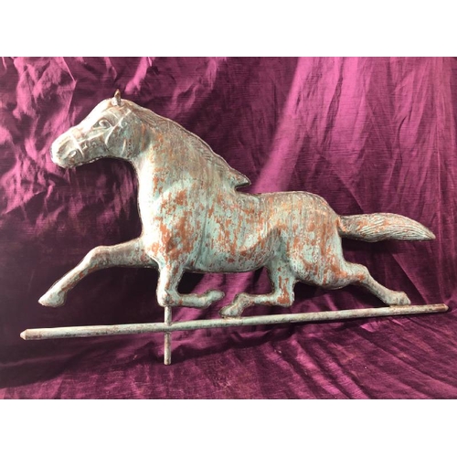 58 - Copper horse weathervain top, 50cm (w) x 46.5cm (h)  / All lots are located at The Barn, Hampstead F... 