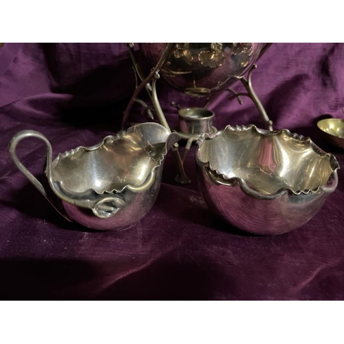 6 - Silver plate egg coddler, sugar bowl and milk jug  / All lots are located at The Barn, Hampstead Far... 