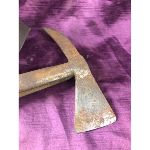 62 - Early 20th century firemans axe with pouch, 40cm (l) x 20cm (w)  / All lots are located at The Barn,... 