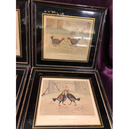 67 - Set of six lithograph prints depicting cock fighting scenes, C.R. Stock, drawn and engraved, 33.5cm ... 