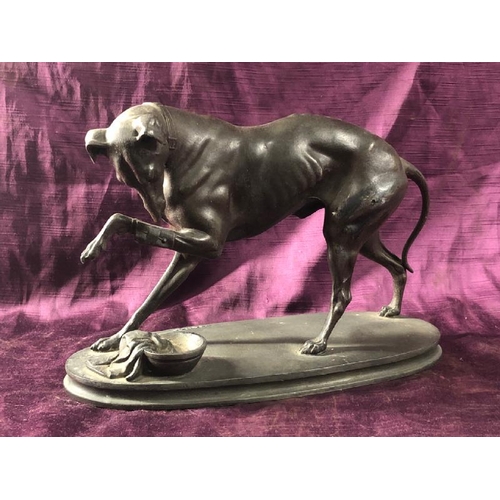 71 - 19th century spelta copy of a greyhound by Adelgunde Emilie VOGT (1811-1892), 22cm (h) x 31cm (l)  /... 