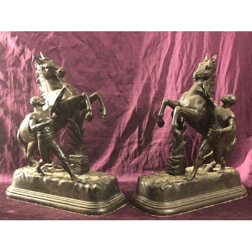 73 - Pair of spelta marly horses, 40cm (h) x 34cm (l)  / All lots are located at The Barn, Hampstead Farm... 