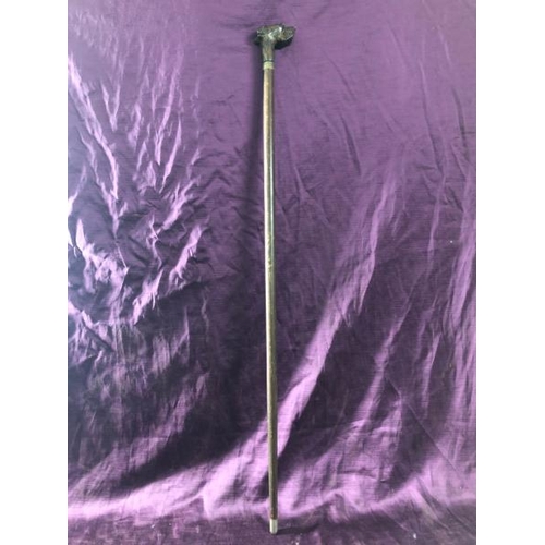 85 - Walking cane with carved wooden schnauzer ferrule, 90cm (l)  / All lots are located at The Barn, Ham... 