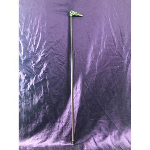 90 - Walking cane with brass greyhound ferrule, 87cm (l), cane needs repair  / All lots are located at Th... 