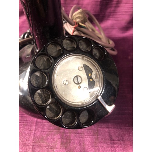 36 - Black and brass American landline telephone, rotary dial, 30cm (h)  / All lots are located at The Ba... 