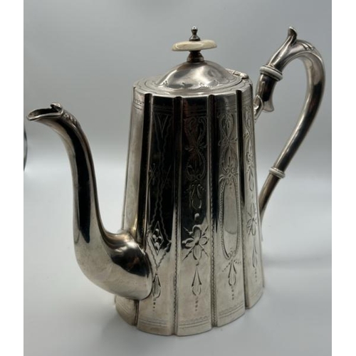 104 - Three assorted silver plated coffee pots, largest 29cm (h)  / All lots are located at Gower Reclamat... 