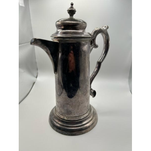 104 - Three assorted silver plated coffee pots, largest 29cm (h)  / All lots are located at Gower Reclamat... 