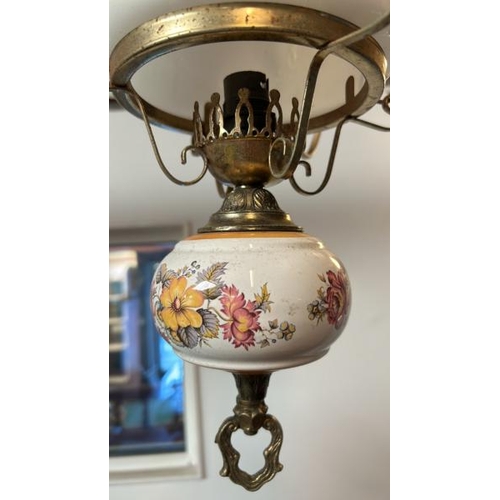 117 - A converted Victorian style ceiling lamp, 52cm drop x 25cm (dia)  / All lots are located at Gower Re... 