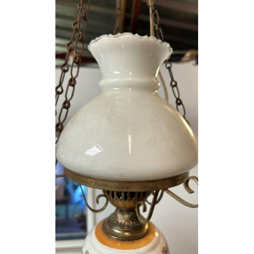 117 - A converted Victorian style ceiling lamp, 52cm drop x 25cm (dia)  / All lots are located at Gower Re... 