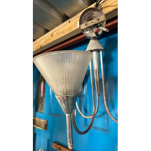 119 - A three-arm art deco style ceiling light, 60cm drop x 60cm (dia)  / All lots are located at Gower Re... 