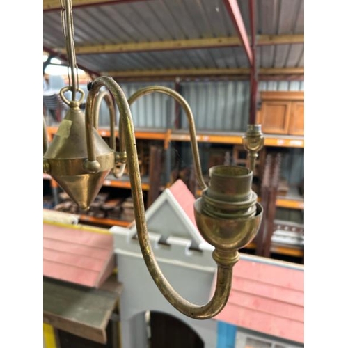 121 - A converted mid-century style five-arm ceiling light, 60cm drop x 60cm (dia)  / All lots are located... 