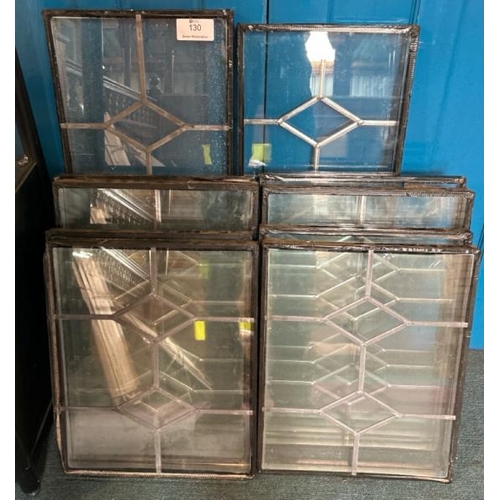 130 - A set of Ten lead light windows, each differing in size, largest is 32.5cm (h) x 78cm (w)  / All lot... 