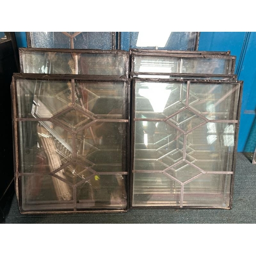 130 - A set of Ten lead light windows, each differing in size, largest is 32.5cm (h) x 78cm (w)  / All lot... 