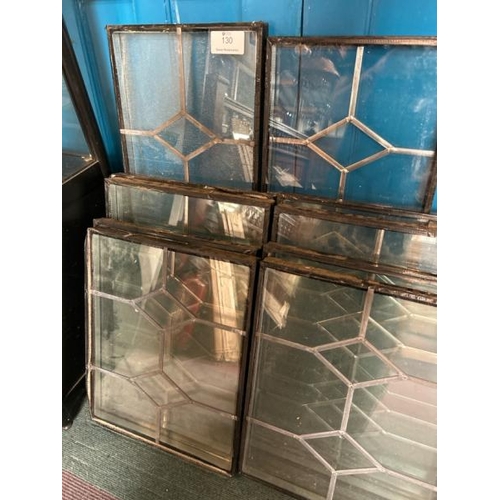 130 - A set of Ten lead light windows, each differing in size, largest is 32.5cm (h) x 78cm (w)  / All lot... 