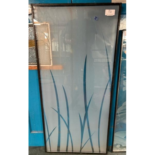 132 - A frosted glass window with reed pattern, 130cm (h) x 61cm (w)  / All lots are located at Gower Recl... 