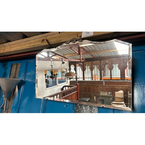 136 - A Victorian beviled mirror, 35cm (h) x 55.5cm (w)  / All lots are located at Gower Reclamation, Unit... 