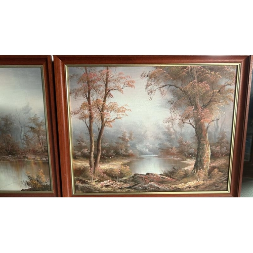 141 - Two oil on canvas of a countryside scene, both signed Cafieri, each 46.5cm (h) x 57.5cm (w)  / All l... 