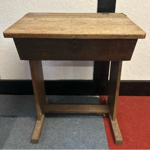 15 - A Victorian oak school desk with folding lid, 77cm (h) x 62cm (w) x 44cm (d)  / All lots are located... 