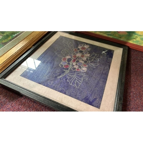 156 - Five assorted framed and glazed wall arts, largest 47cm (h) x 75cm (d)  / All lots are located at Go... 