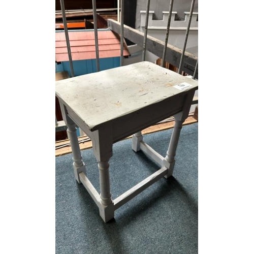 159 - A painted pine table, 49cm (h) x 43cm (w) x 39cm (d)  / All lots are located at Gower Reclamation, U... 