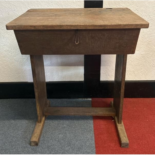 16 - A Victorian oak school desk with folding lid, 77cm (h) x 62cm (w) x 44cm (d)  / All lots are located... 