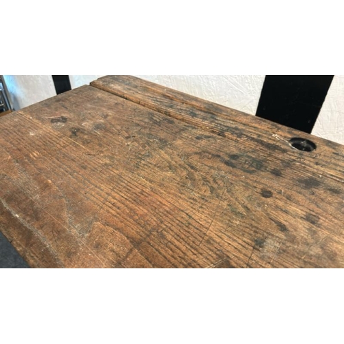 16 - A Victorian oak school desk with folding lid, 77cm (h) x 62cm (w) x 44cm (d)  / All lots are located... 