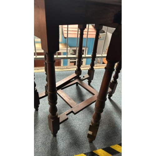 162 - Circular oak drop leaf table on turned legs, 73cm (h) x 105cm (w)   / All lots are located at Gower ... 