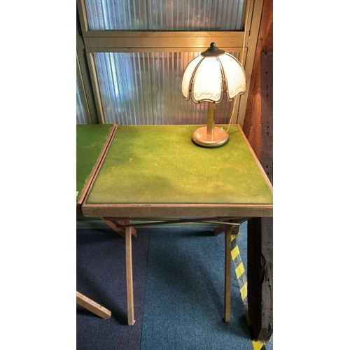 163 - A pair of folding tables with felt top, 68cm (h) x 56cm (w) x 56cm (d)  / All lots are located at Go... 