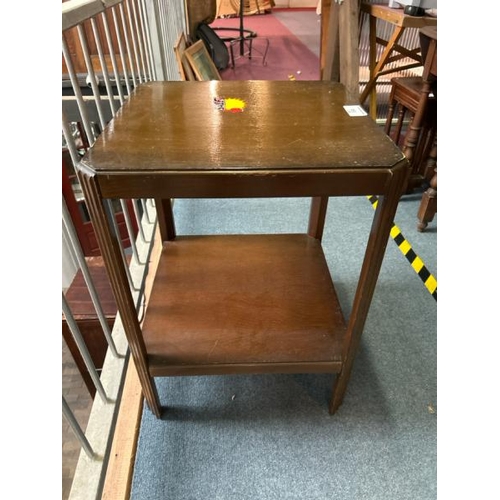 164 - Two tier oak table, 69cm (h) x 50cm (w) x 50cm (d)  / All lots are located at Gower Reclamation, Uni... 